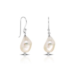 White Baroque Pearl Silver Earrings White Baroque Pearl Silver Earrings