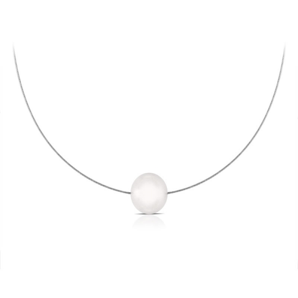 ALNE01-WH-10 Pearl Wire Silver Necklace