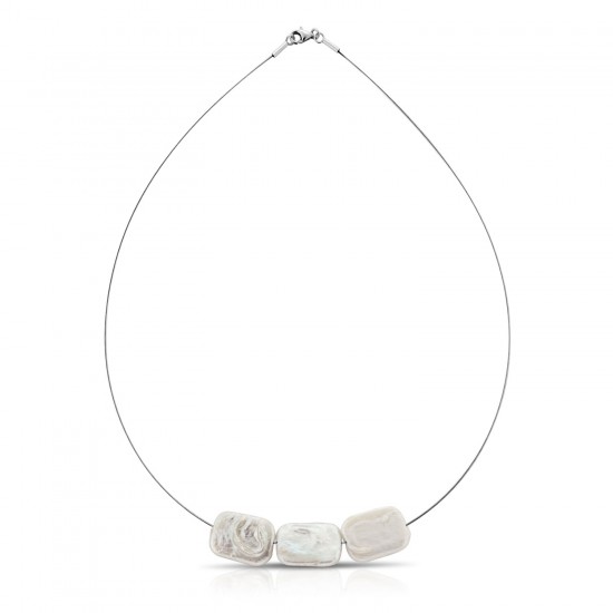 Domino Pearl Silver Necklace