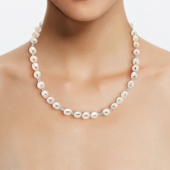 Tiga Satu Pearl Silver Necklace