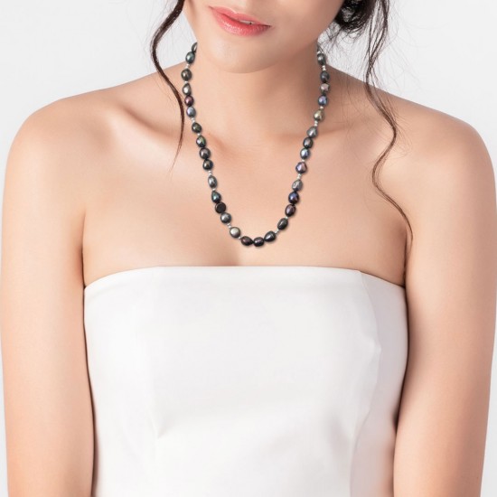 Tiga Satu Black Pearl Silver Necklace