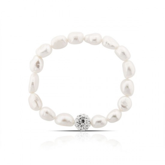 Pearl Bracelet With Crystal Ball 