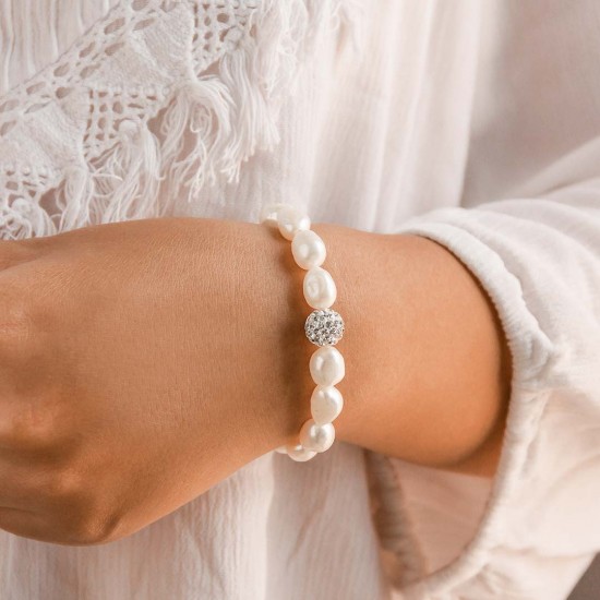 Pearl Bracelet With Crystal Ball 