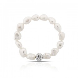 Pearl Bracelet With Crystal Ball Pearl Bracelet With Crystal Ball
