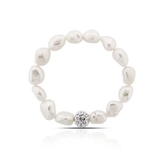 Pearl Bracelet With Crystal Ball 