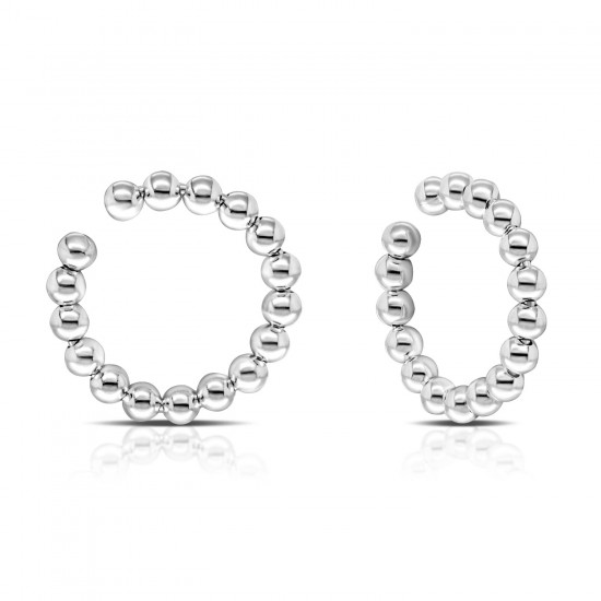 Funky Beaded Silver Ear Cuffs