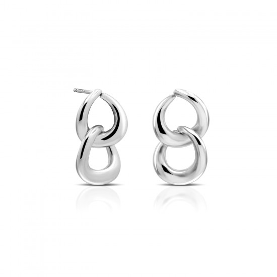 Wavy Circle Silver Earrings