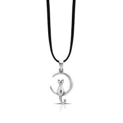 Cat And Moon Silver Pendant Cat And Moon Silver Pendant