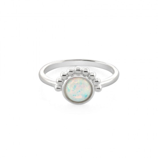 White Opal Silver Ring