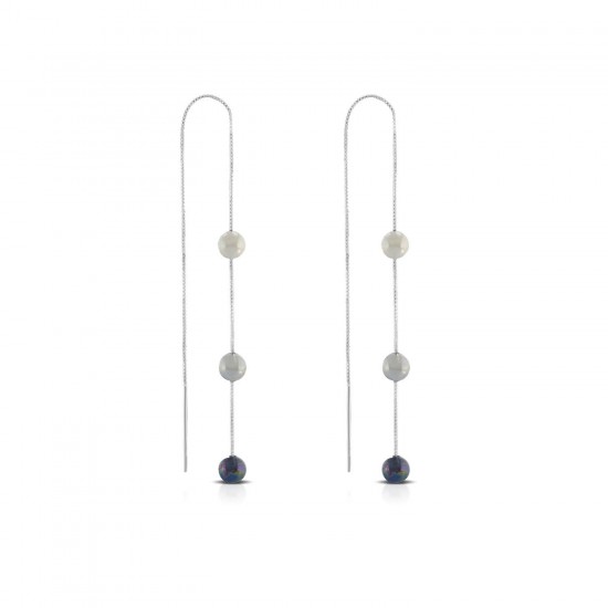 Tricolor Pearl Silver Earrings