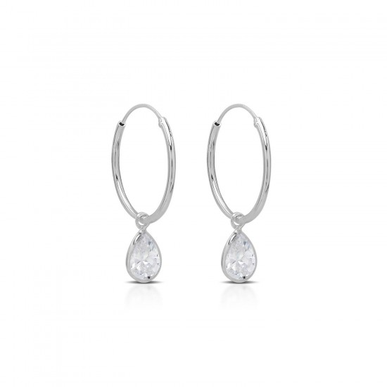 Anting Perak Hoop Crystal