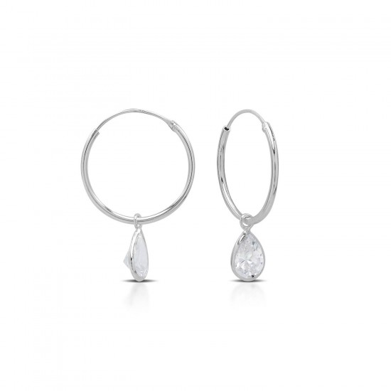 Hoop Crystal Silver Earrings