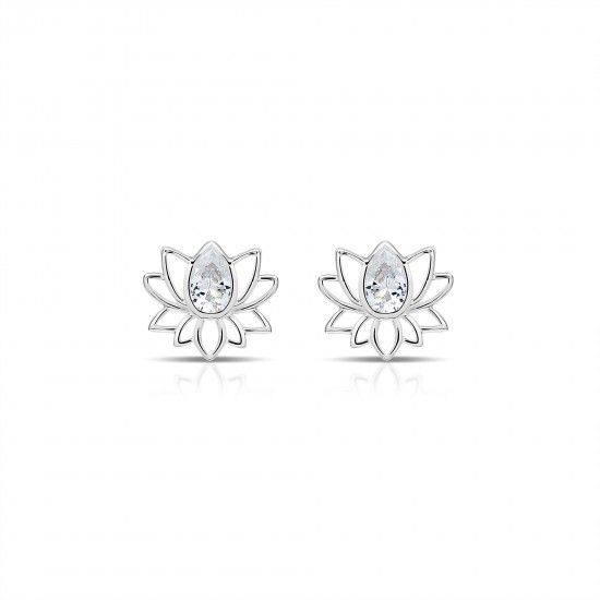 Crystal Lotus Silver Earrings Crystal Lotus Silver Earrings