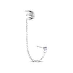 Uno Zircon Silver Ear Cuff