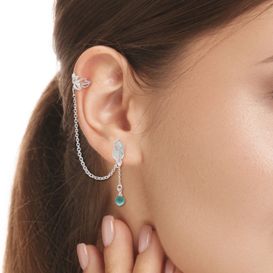 Conscious Turquoise Silver Ear Cuff