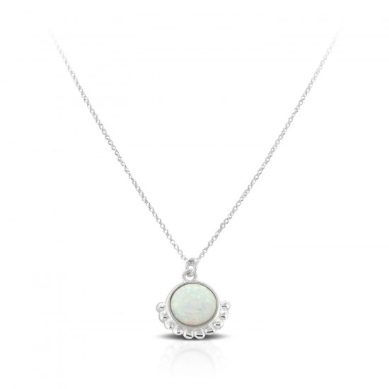 White Opal Silver Necklace