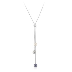 Tricolor Pearl Silver Necklace