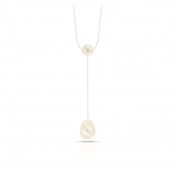 Y Chain Pearl Silver Necklace Y Chain Pearl Silver Necklace