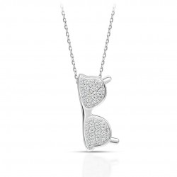 Eyeglasses Zircon Silver Necklace Eyeglasses Zircon Silver Necklace