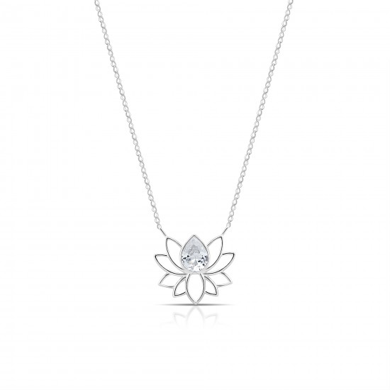 Crystal Lotus Silver Necklace Crystal Lotus Silver Necklace