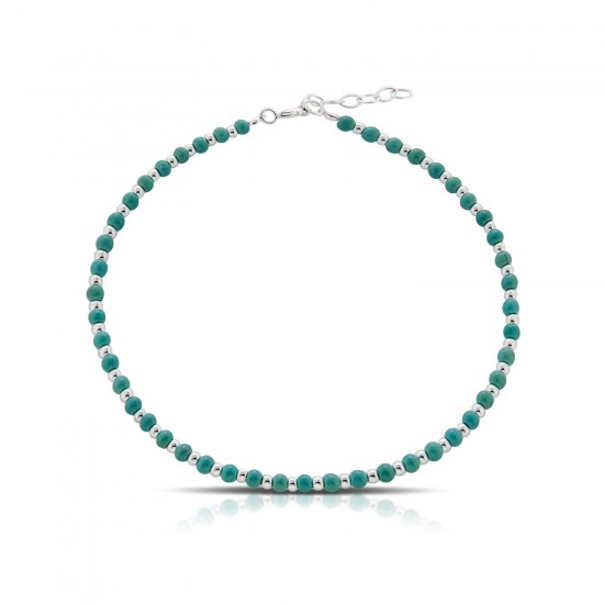 Turquoise Silver Anklet