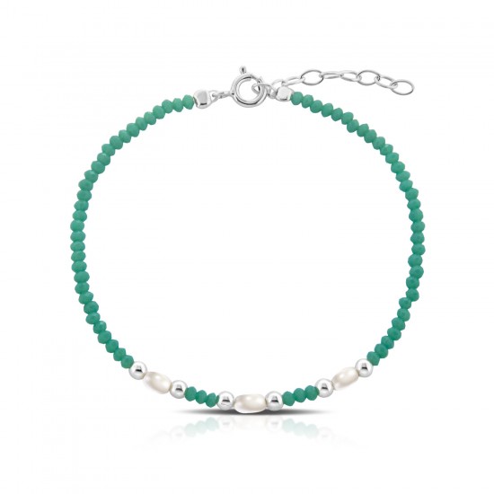 Masai Pearl Turquoise Silver Bracelet