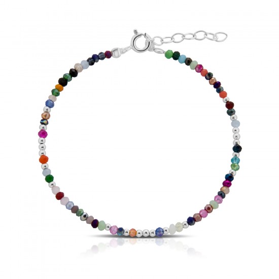 Masai Mixed Beaded Silver Bracelet