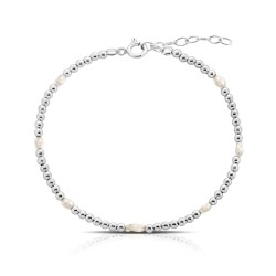 Mini Pearl Beaded Silver Bracelet Mini Pearl Beaded Silver Bracelet