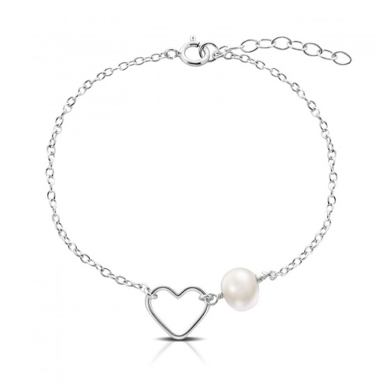 Cuore Pearl Silver Bracelet