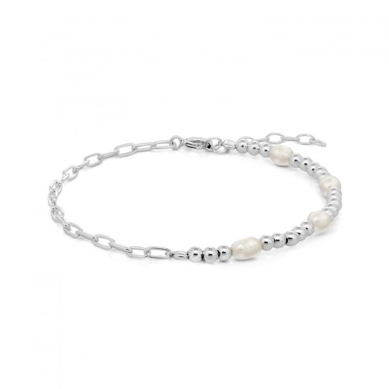 Mini Pearl Chain Silver Bracelet