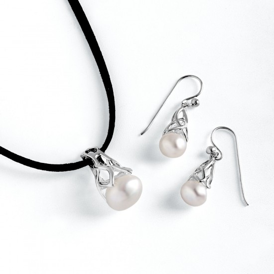 Reticolo Pearl Silver Earrings