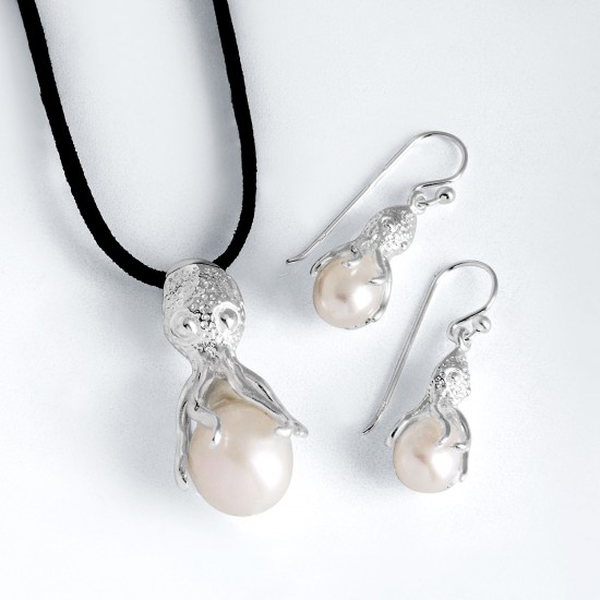 Polpo Pearl Silver Earrings