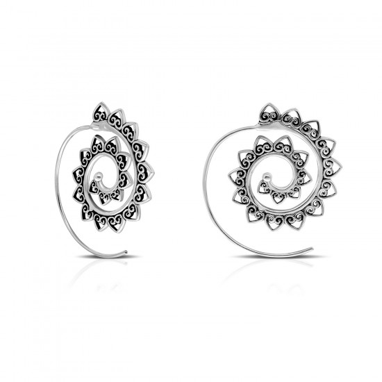 Spiral Boho Love Silver Earrings