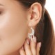 Crescent Moon Feathers Silver Earrings