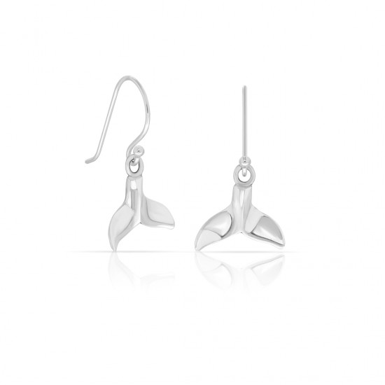 Whale Tail Silver Earrings