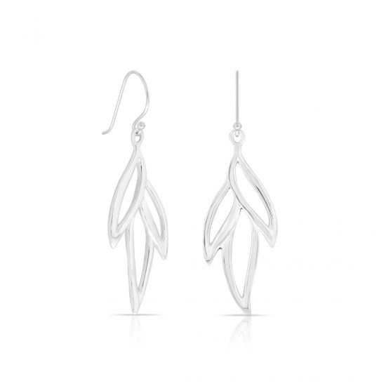 Triple Leaf Silver Earrings