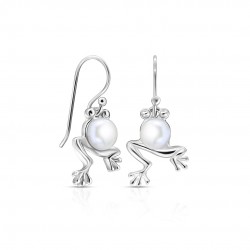 Dancing Frog Pearl Silver Earrings Dancing Frog Pearl Silver Earrings