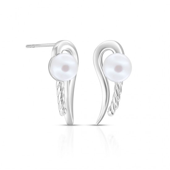 Renda Pearl Silver Earrings