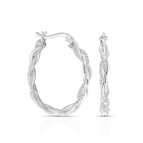 Small Twisted Silver Earrings