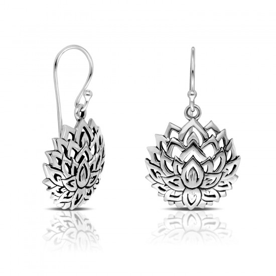 Small Lotus Silver Earring