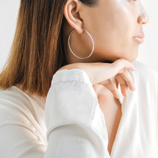 Large Hoop Silver Earrings