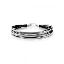 Tube Silver Leather Bracelet Tube Silver Leather Bracelet