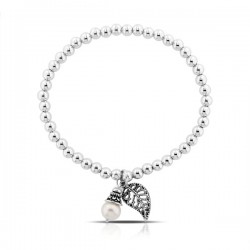 Leaf Charmed Pearl Silver Bracelet Leaf Charmed Pearl Silver Bracelet