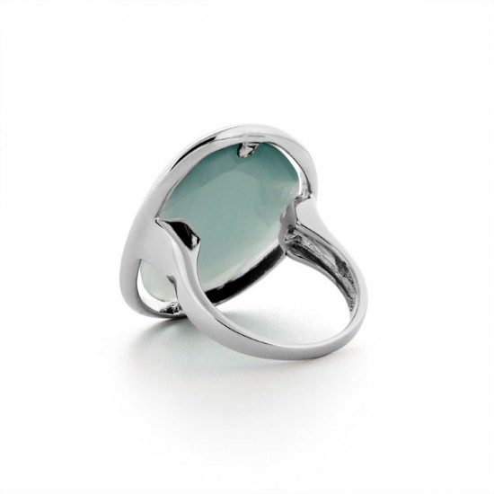 King Green Cat Eye Silver Ring 