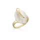 Nude Yellow Cat Eye Gold Plated Silver Ring 