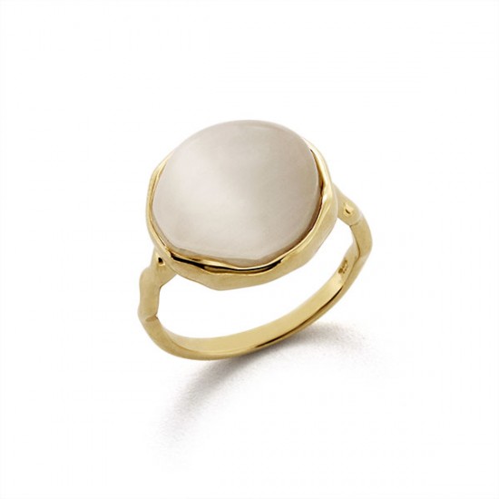 Yellow Cat Eye Gold Plated Silver Ring