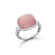 Square Pink Cat Eye Silver Ring