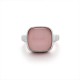 Square Pink Cat Eye Silver Ring