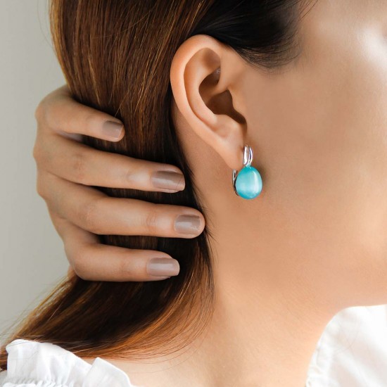 Anting Perak Cat Eye Turquoise