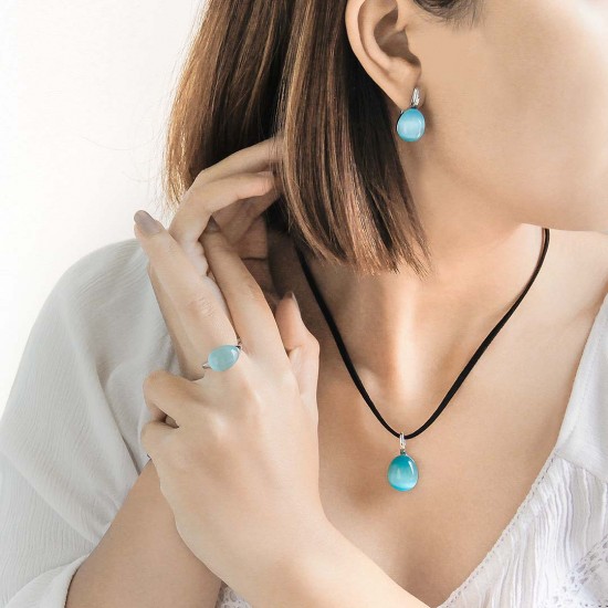 Anting Perak Cat Eye Turquoise